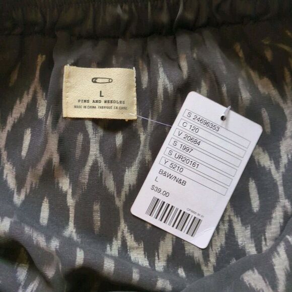 Anthropologie Pins and Needles Mini‎ Skirt Size Large Black White Ikat Boho NEW - Picture 2 of 8